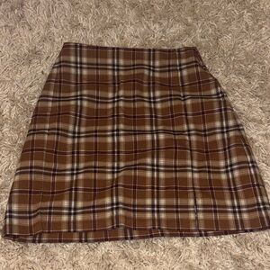 Brandy Melville Brown Plaid Mini Skirt